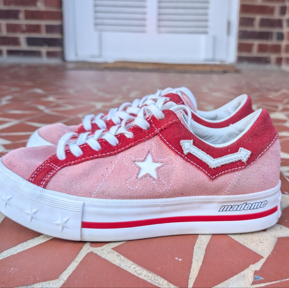 Converse X Mademe One Star Platform Suede Sneakers-Low Top-Pink/Red-6.5